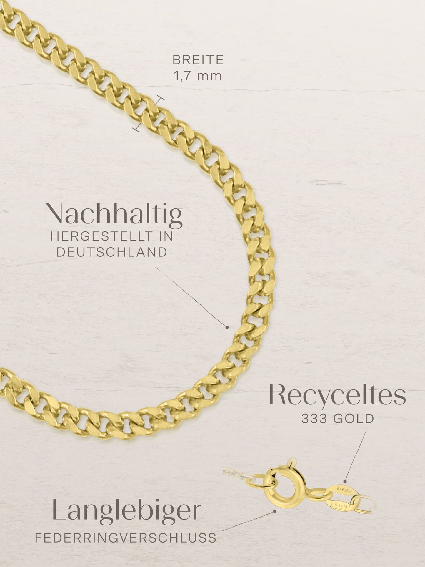 Panzerkette TIMELESS Schlicht 8k Gold-2
