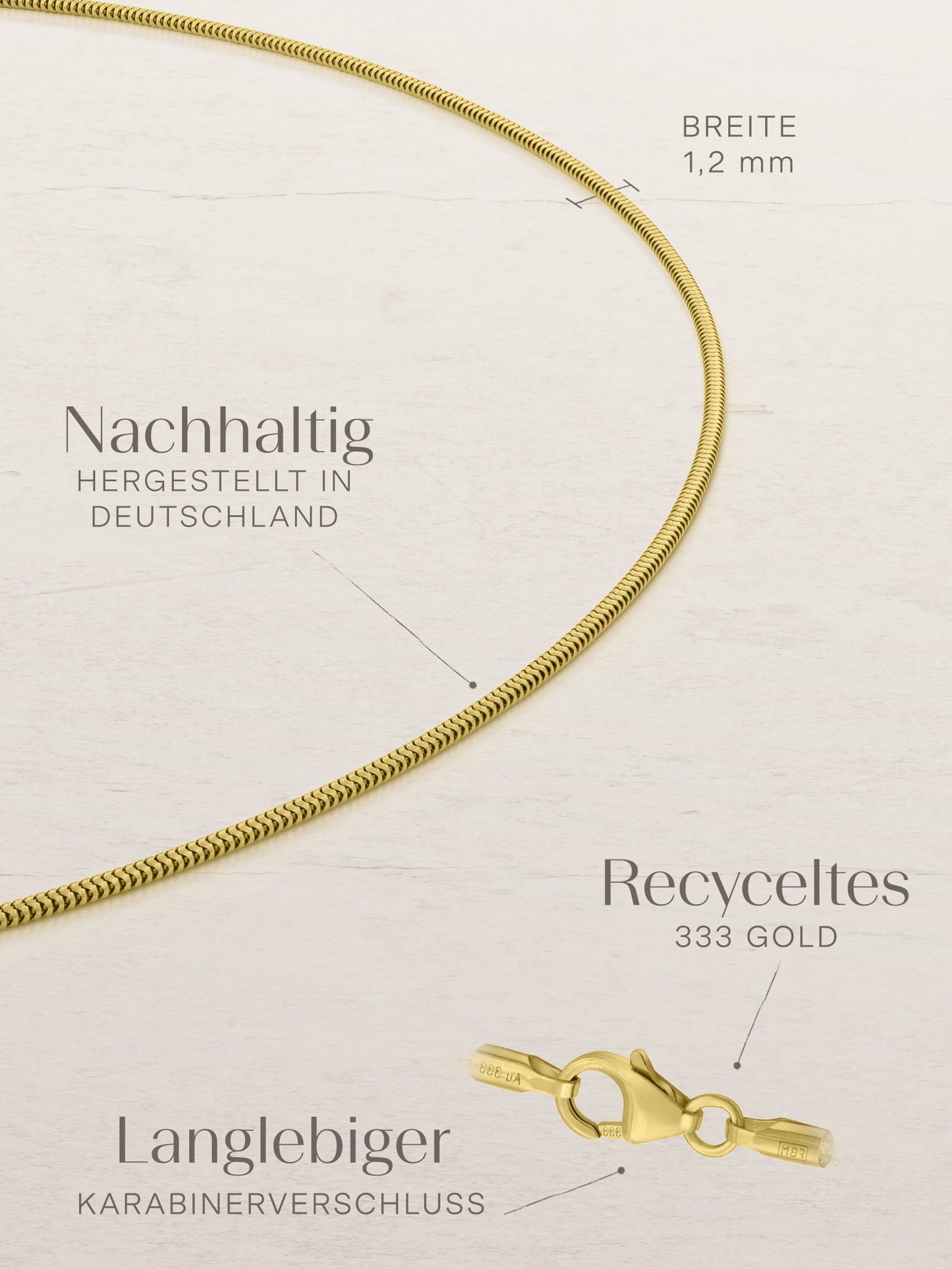 Schlangenkette ETERNITY Dünn 8k Gold-3