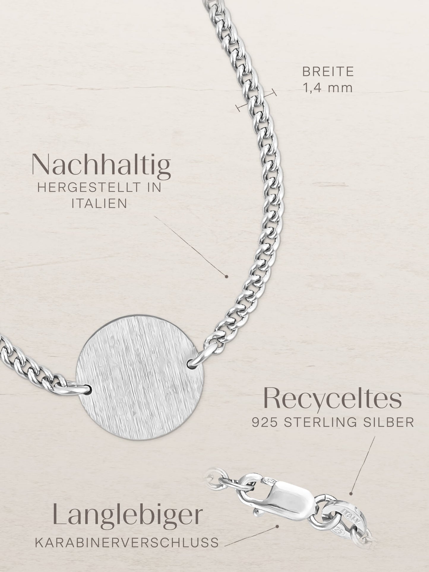 Armband Panzerkette CIRCLE Silber Rhodiniert-3