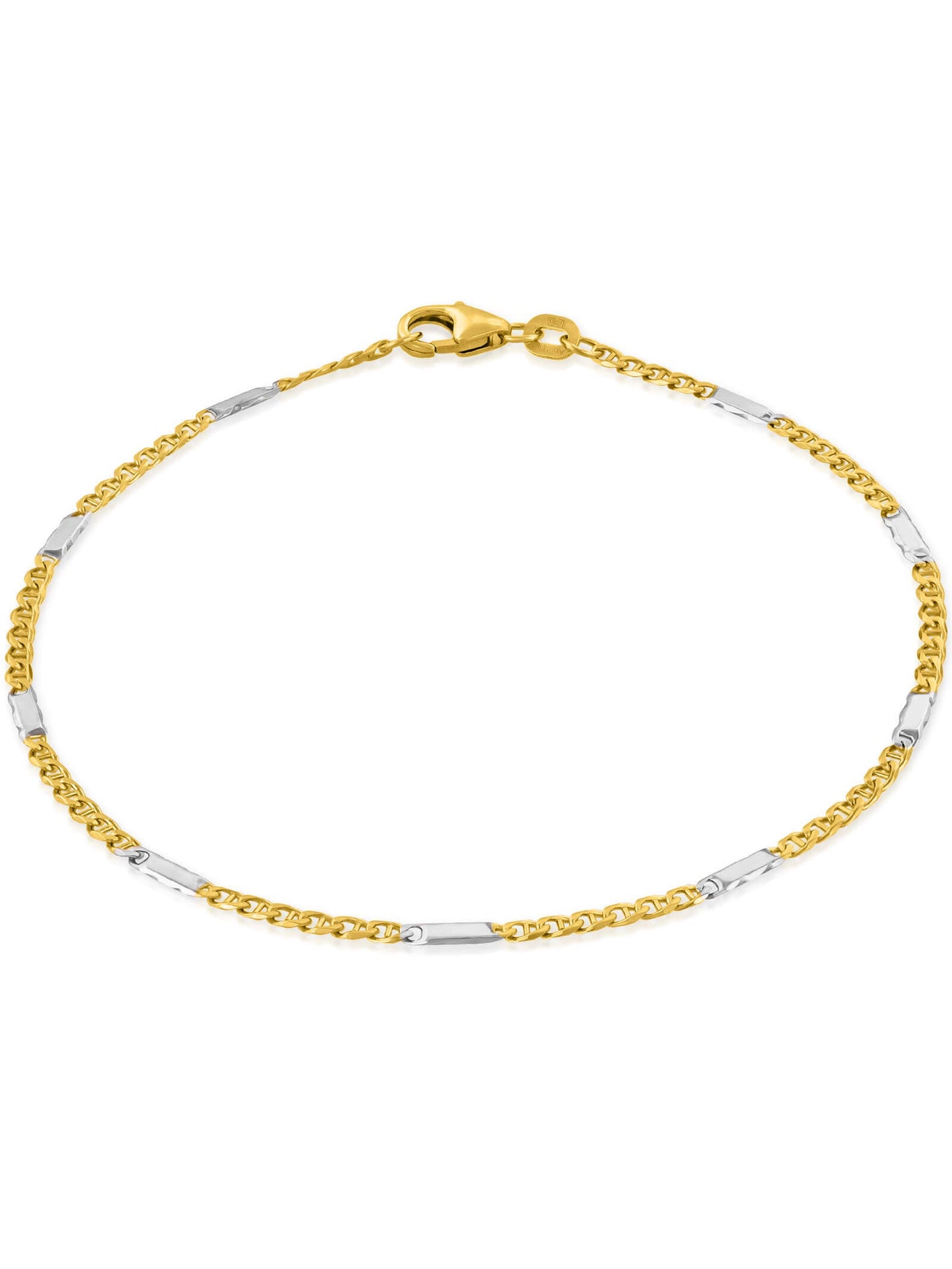 Armband Panzerkette TIMELESS Modern 14k Echtgold & Silber Rhodiniert-0