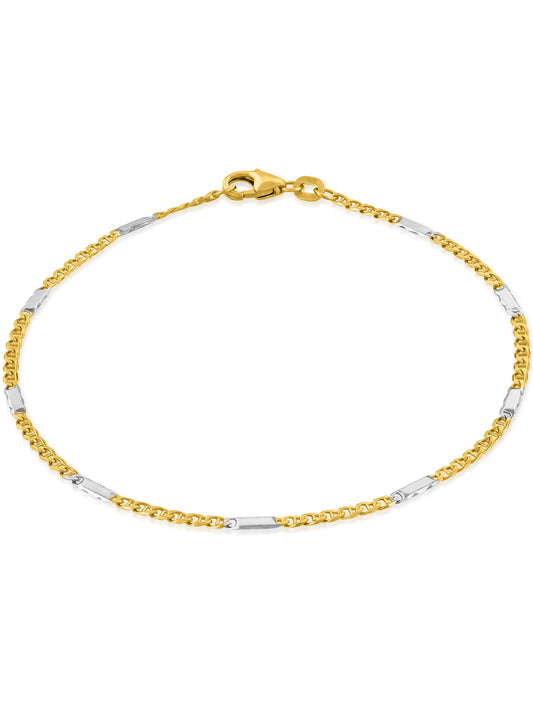 Armband Panzerkette TIMELESS Modern 14k Echtgold & Silber Rhodiniert-0