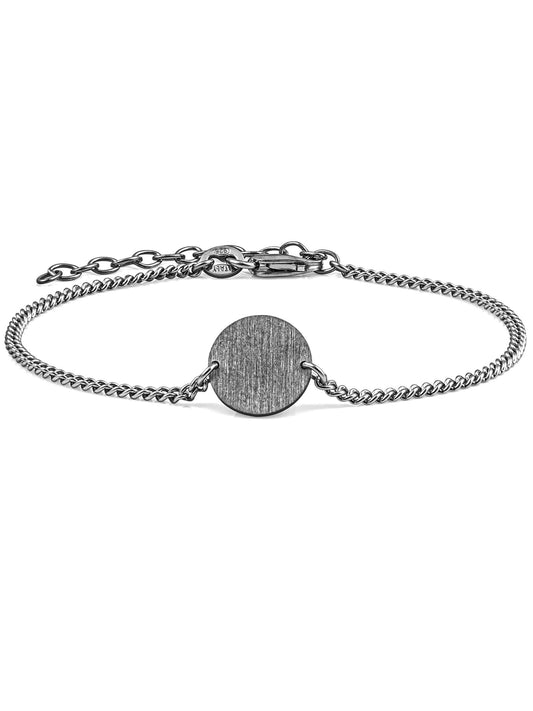 Armband Panzerkette CIRCLE Schwarz Rhodiniert-0