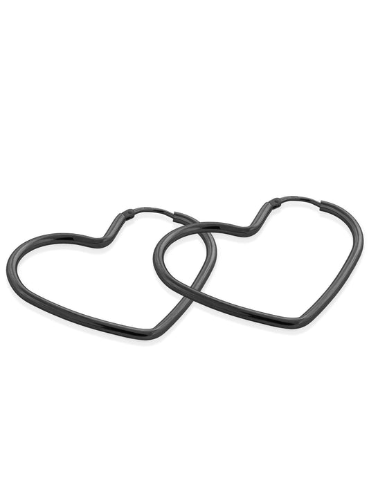 Creolen HEART Schwarz Rhodiniert-0