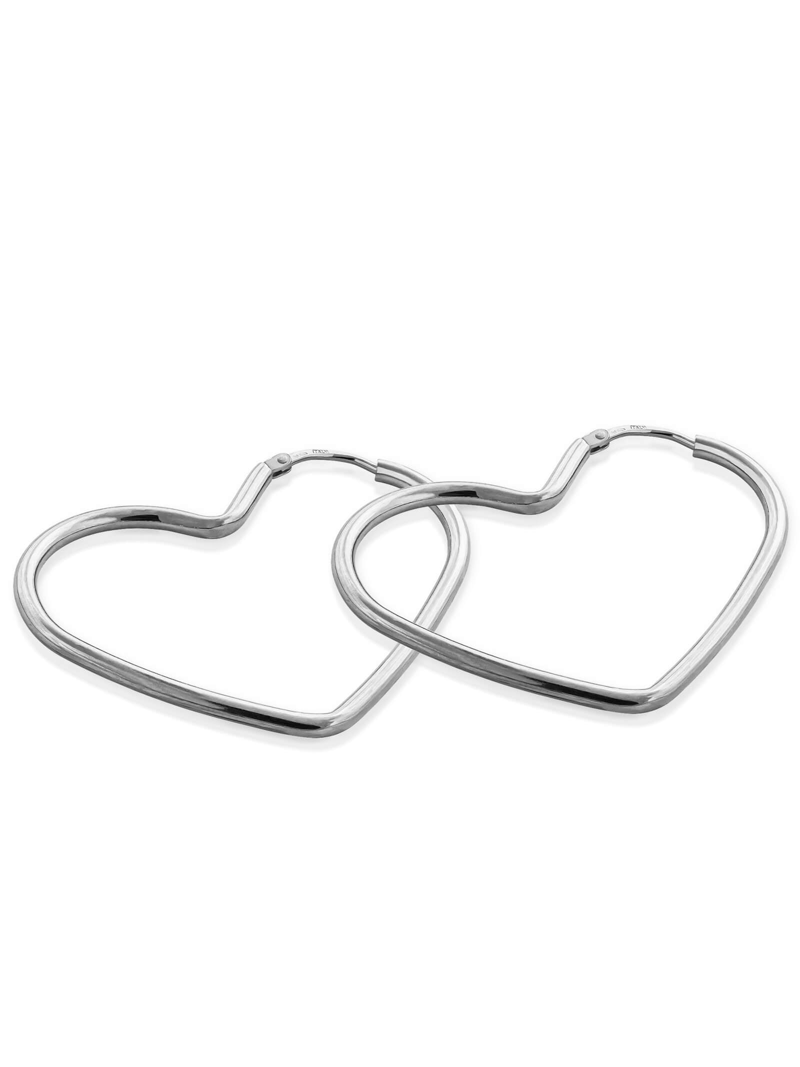 Creolen HEART Silber Rhodiniert-0