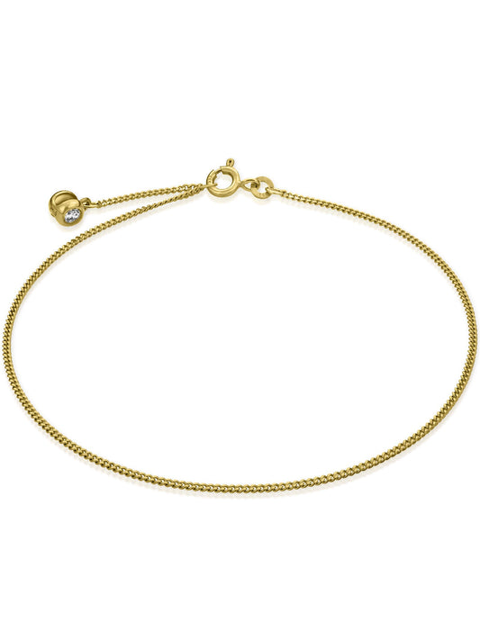Fußkette Panzerkette mit Zirkonia TIMELESS 8k Gold-0