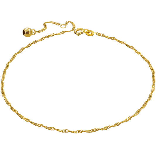 Fußkette Singapurkette mit Kugel SINGAPORE 14k Echtgold-0