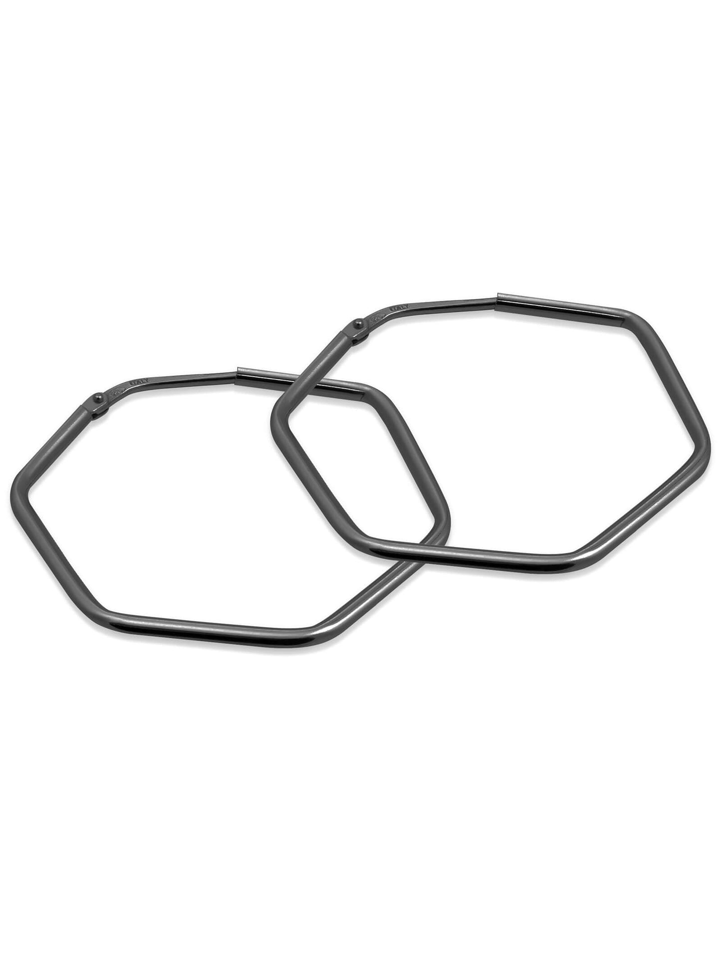 Creolen HEXAGON Dezent Schwarz Rhodiniert-0