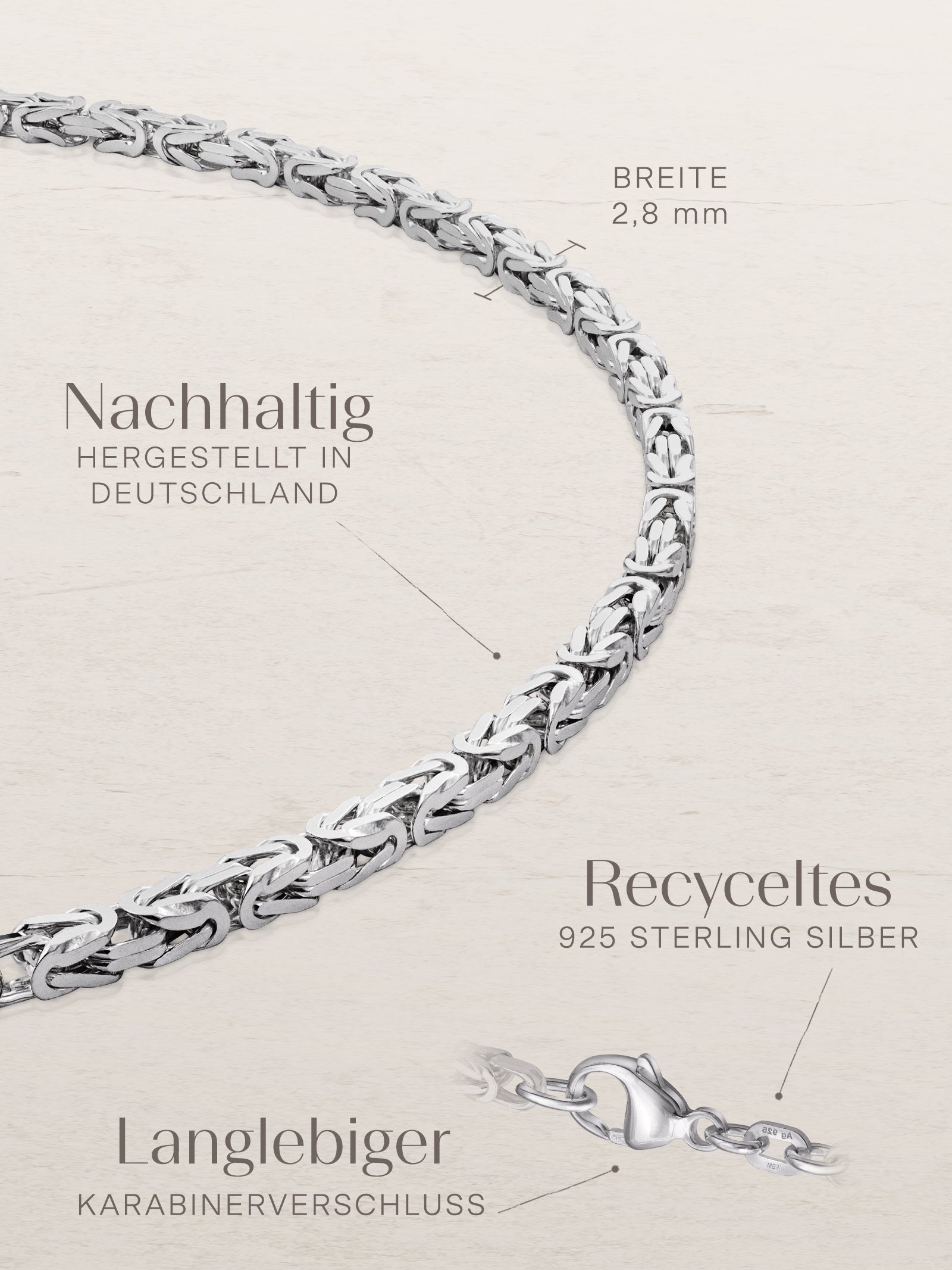 Armband Königskette 2,8 mm Rhodiniert Silber-1