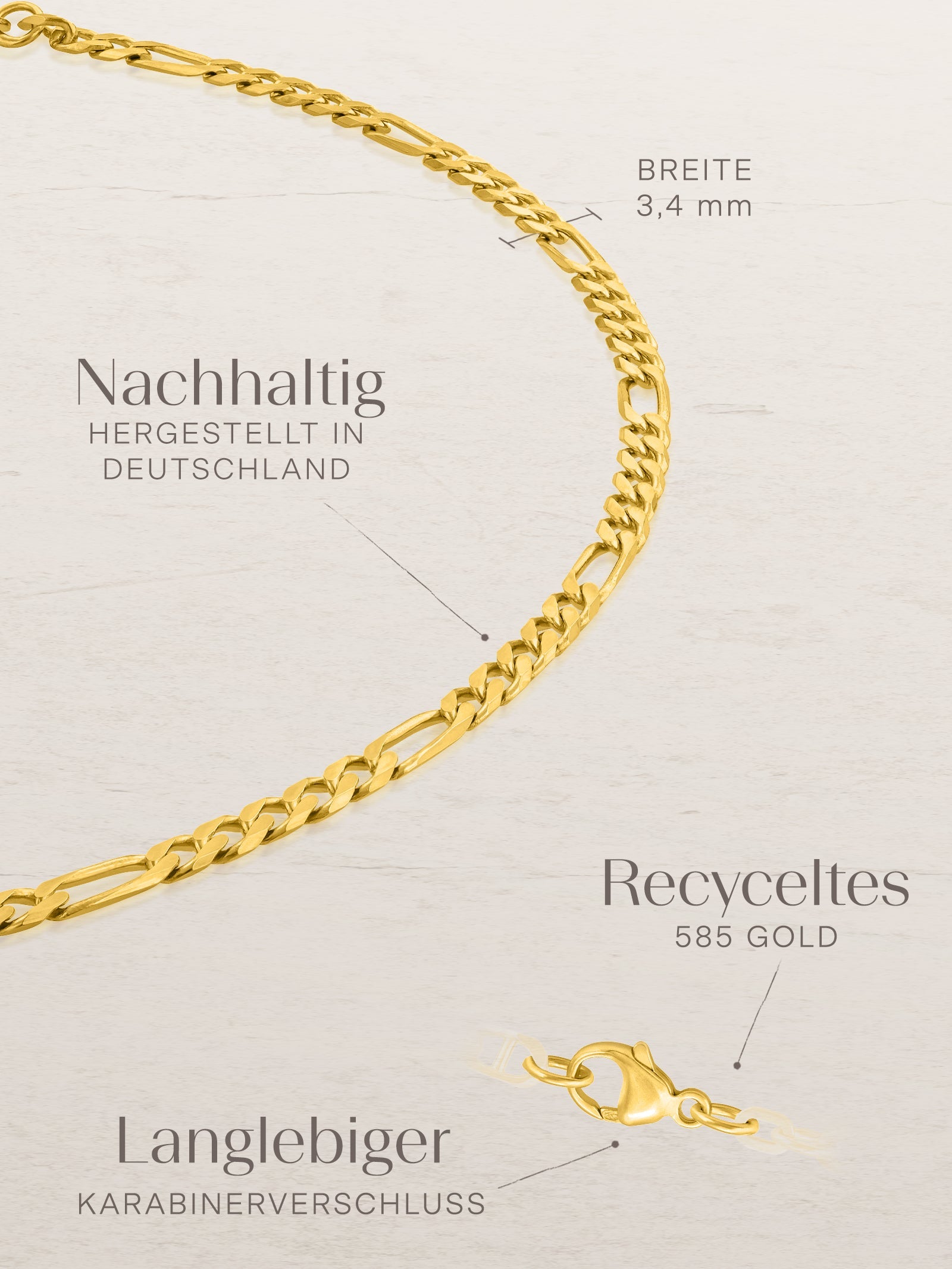 Figarokette 5:1 VARIED 14k Echtgold Diamantiert-1