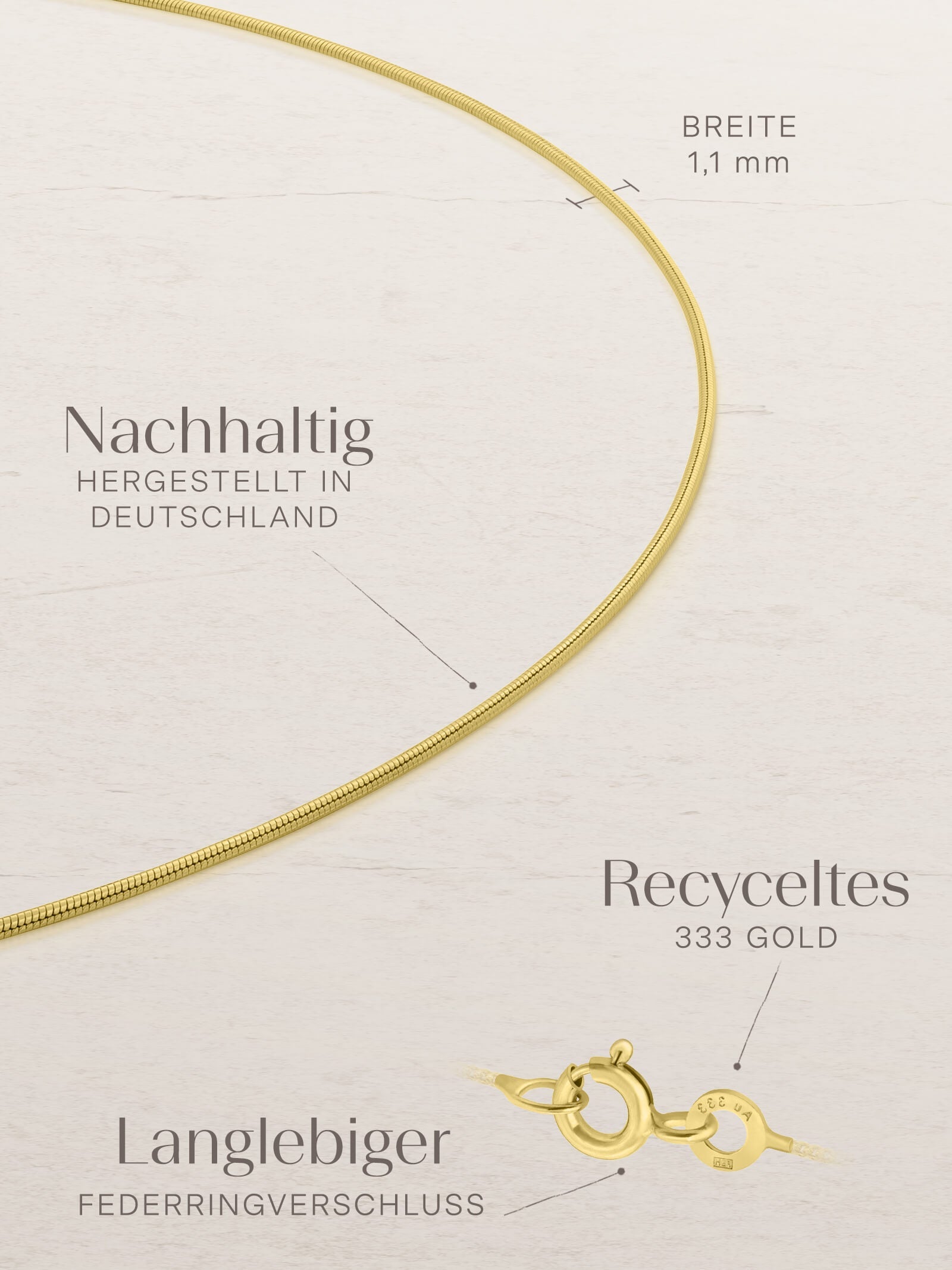 Schlangenkette ETERNITY Zierlich 8k Gold-3