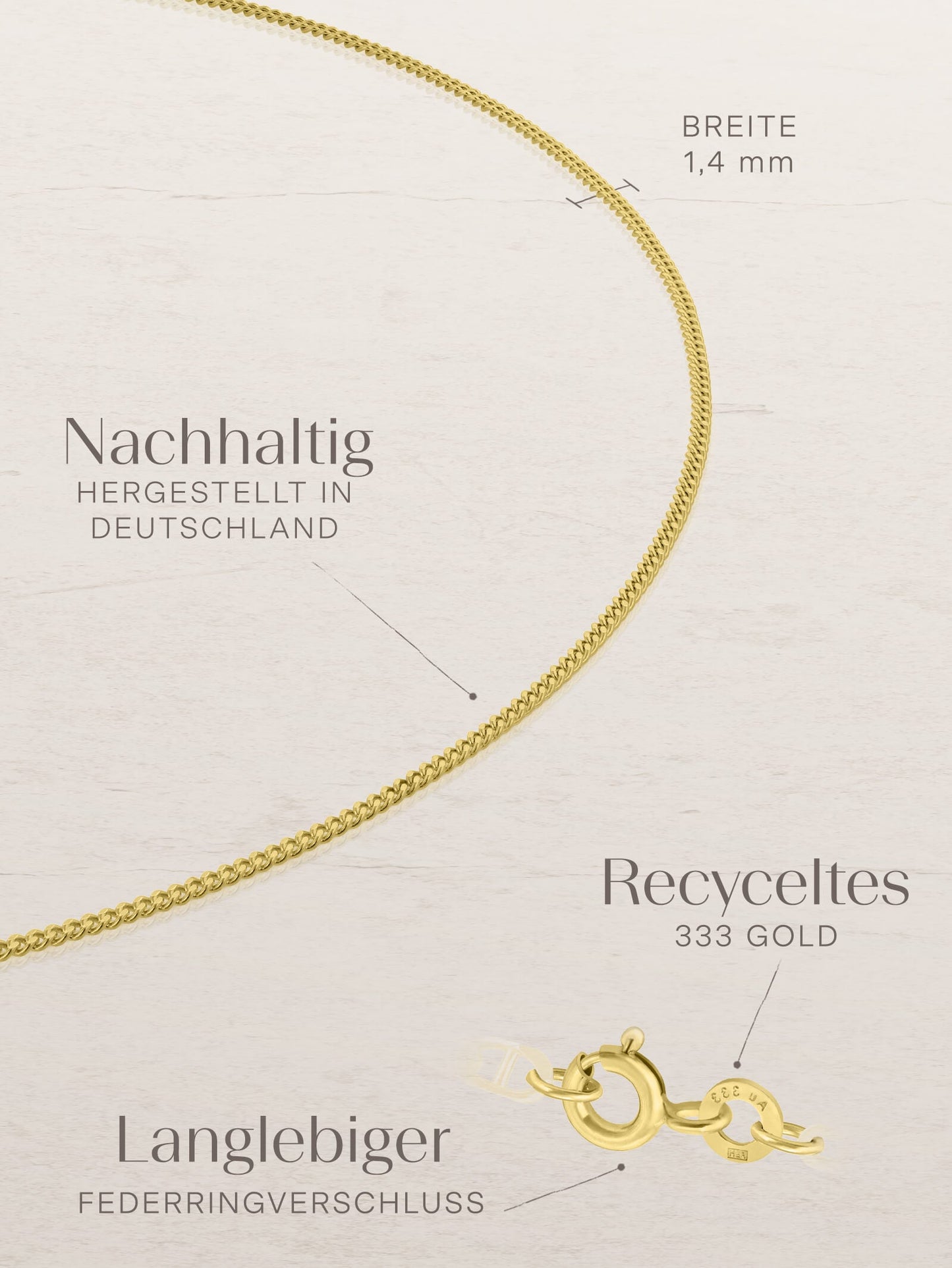 Fußkette Panzerkette mit Zirkonia TIMELESS 8k Gold-1