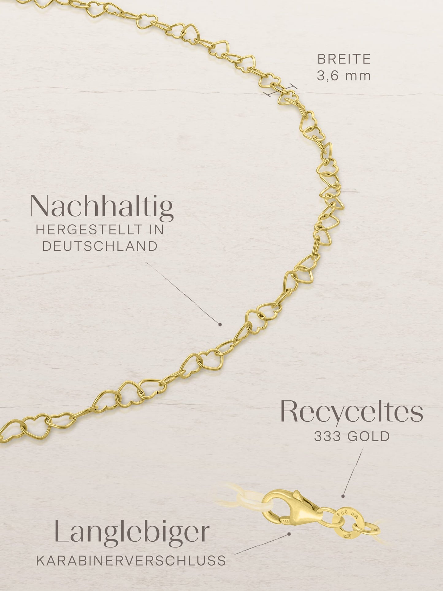 Fußkette Herzkette HEART 8k Gold-3