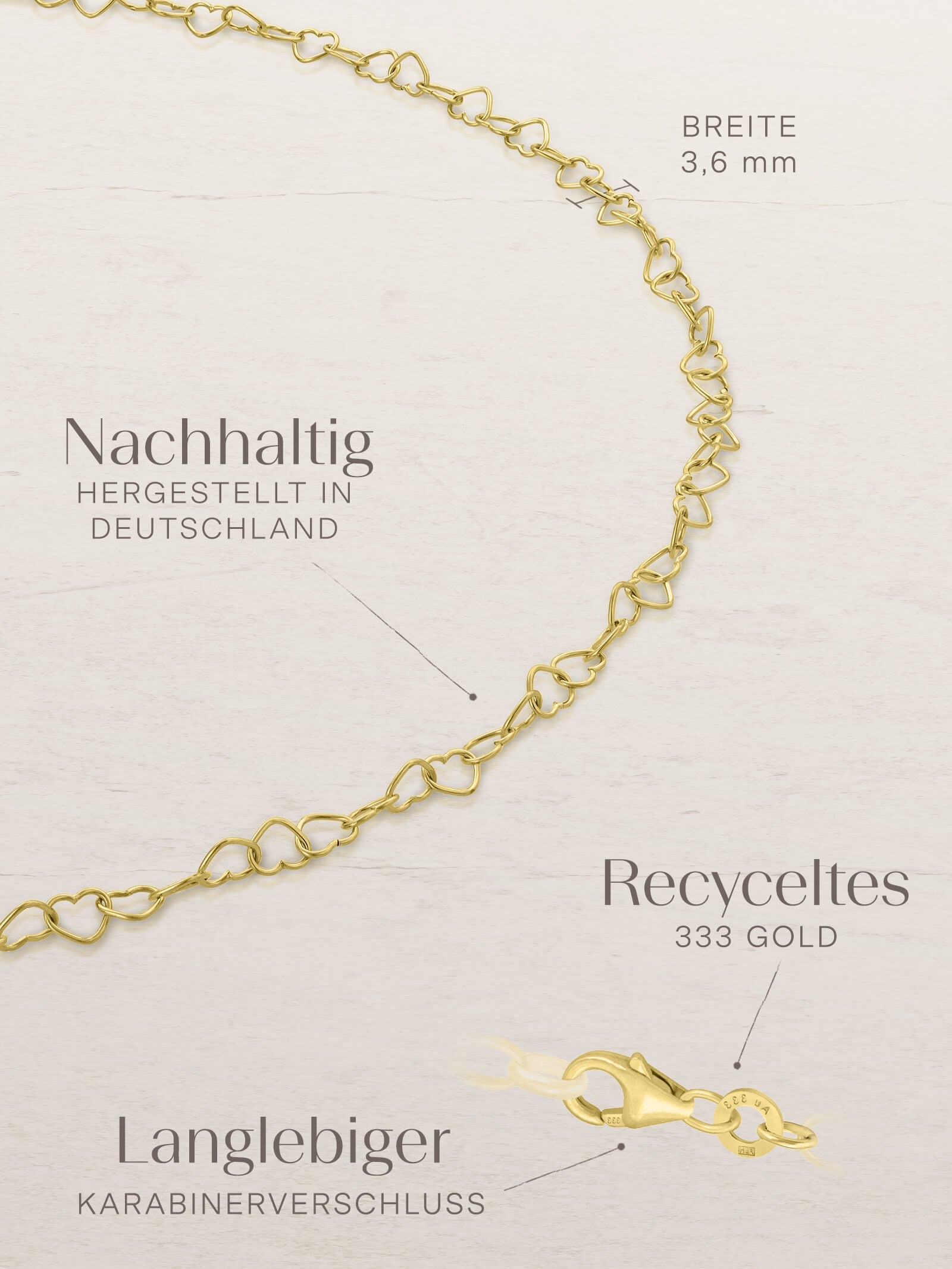 Fußkette Herzkette HEART 8k Gold-3