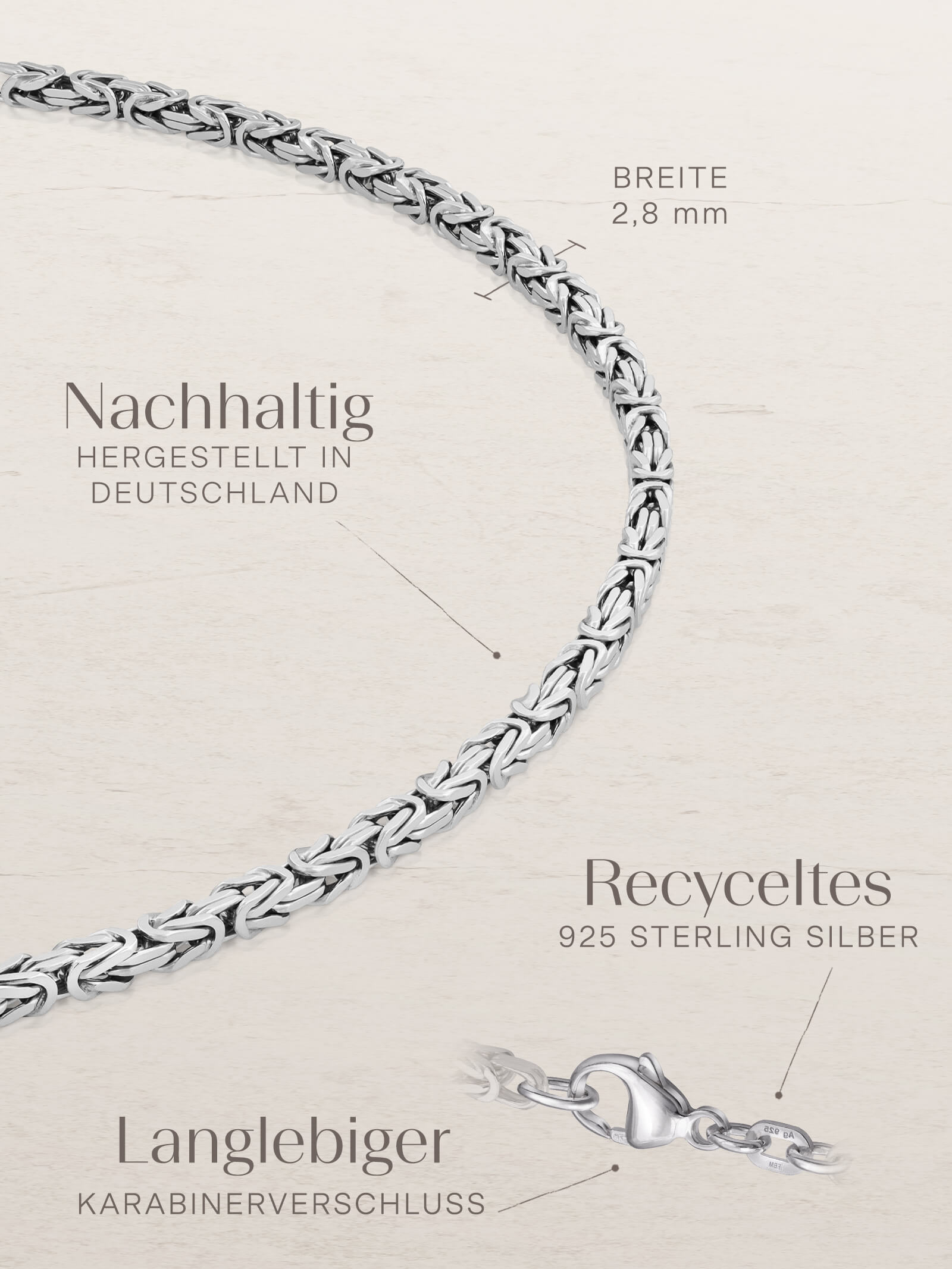 Armband Königskette 2,8 mm Silber-1