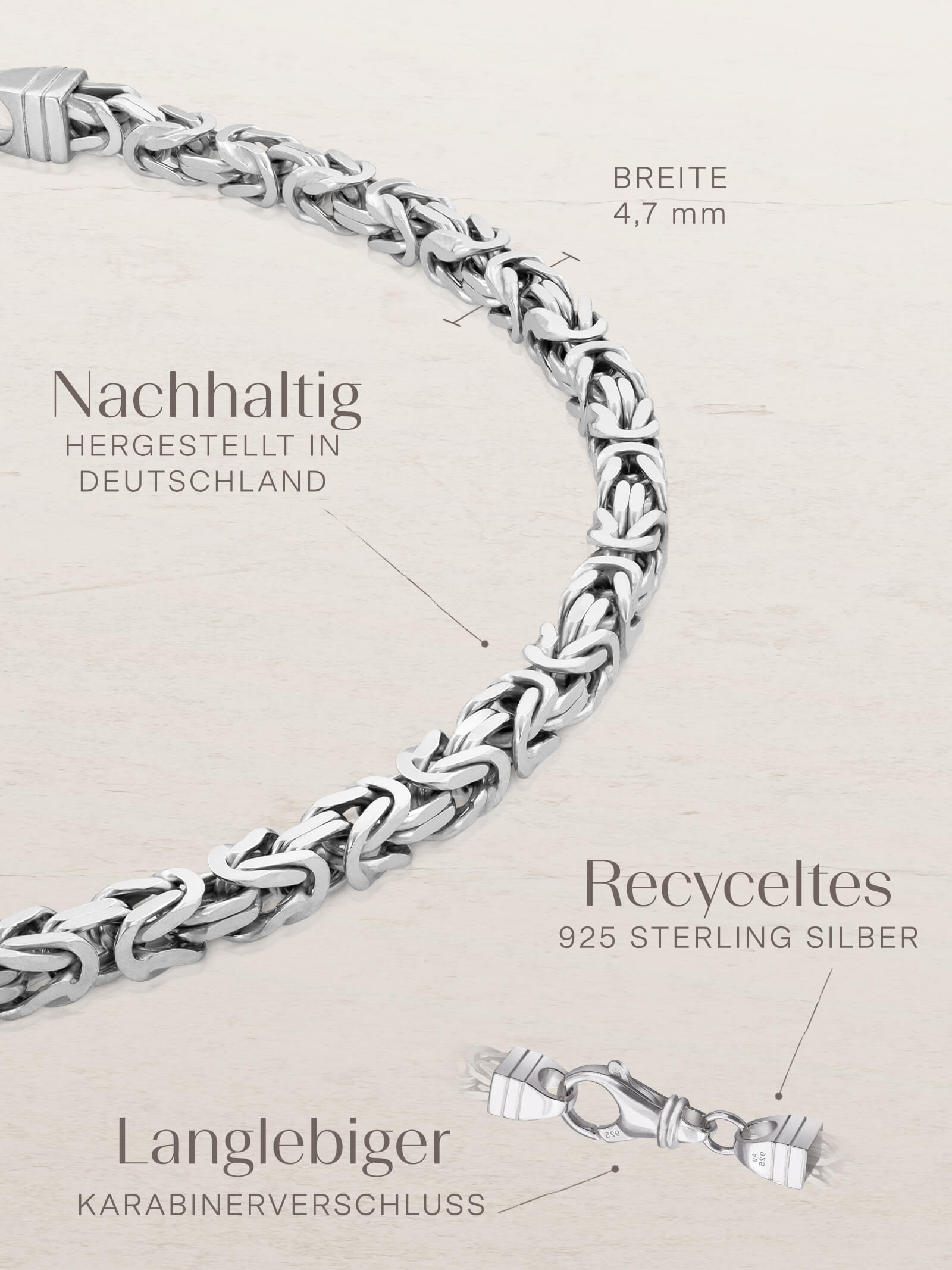 Armband Königskette ROYAL Modern Silber Rhodiniert-3