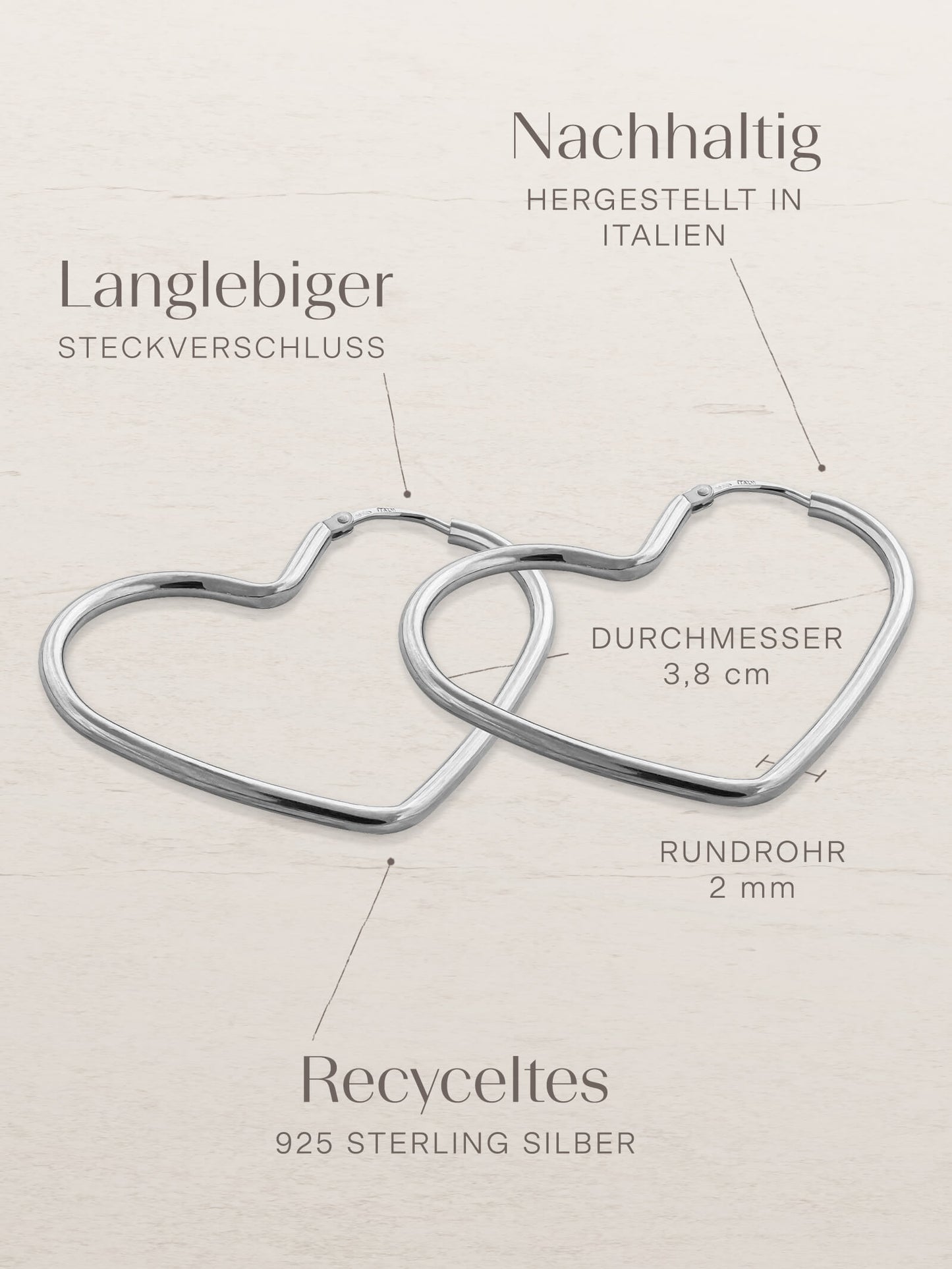 Creolen HEART Silber Rhodiniert-3