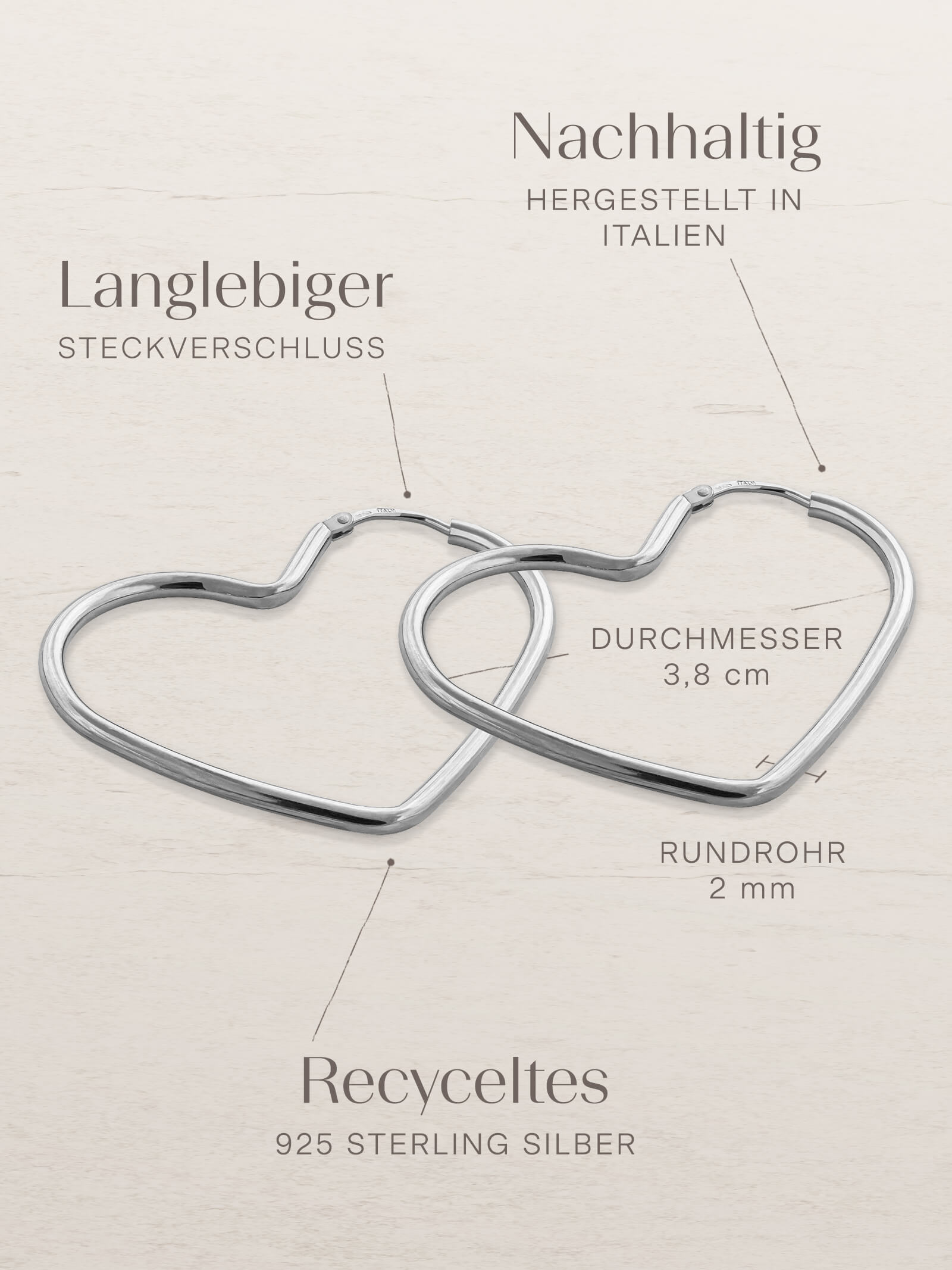 Creolen HEART Silber Rhodiniert-3