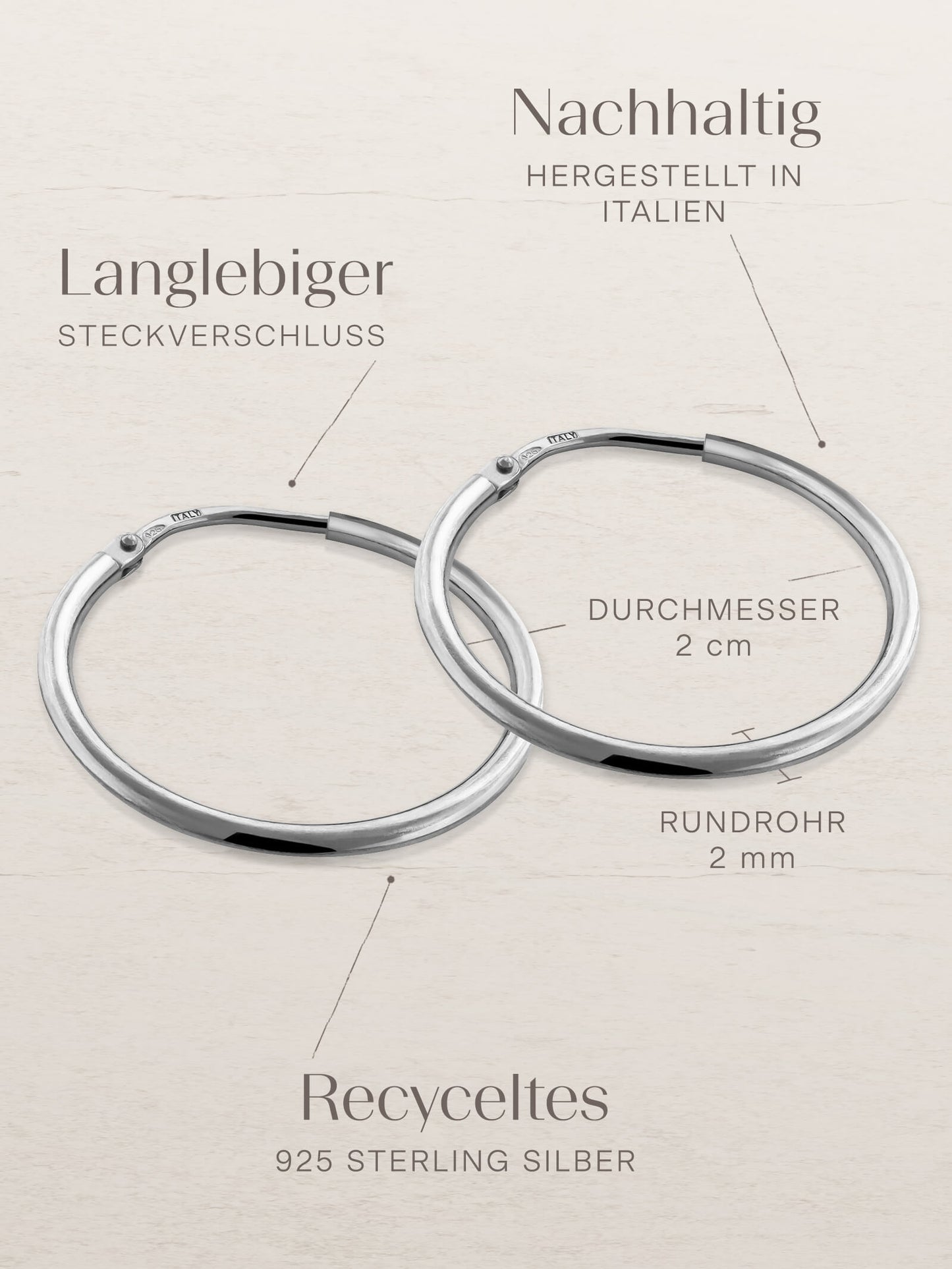 Kreis Creolen HOOP Dezent Silber Rhodiniert-3