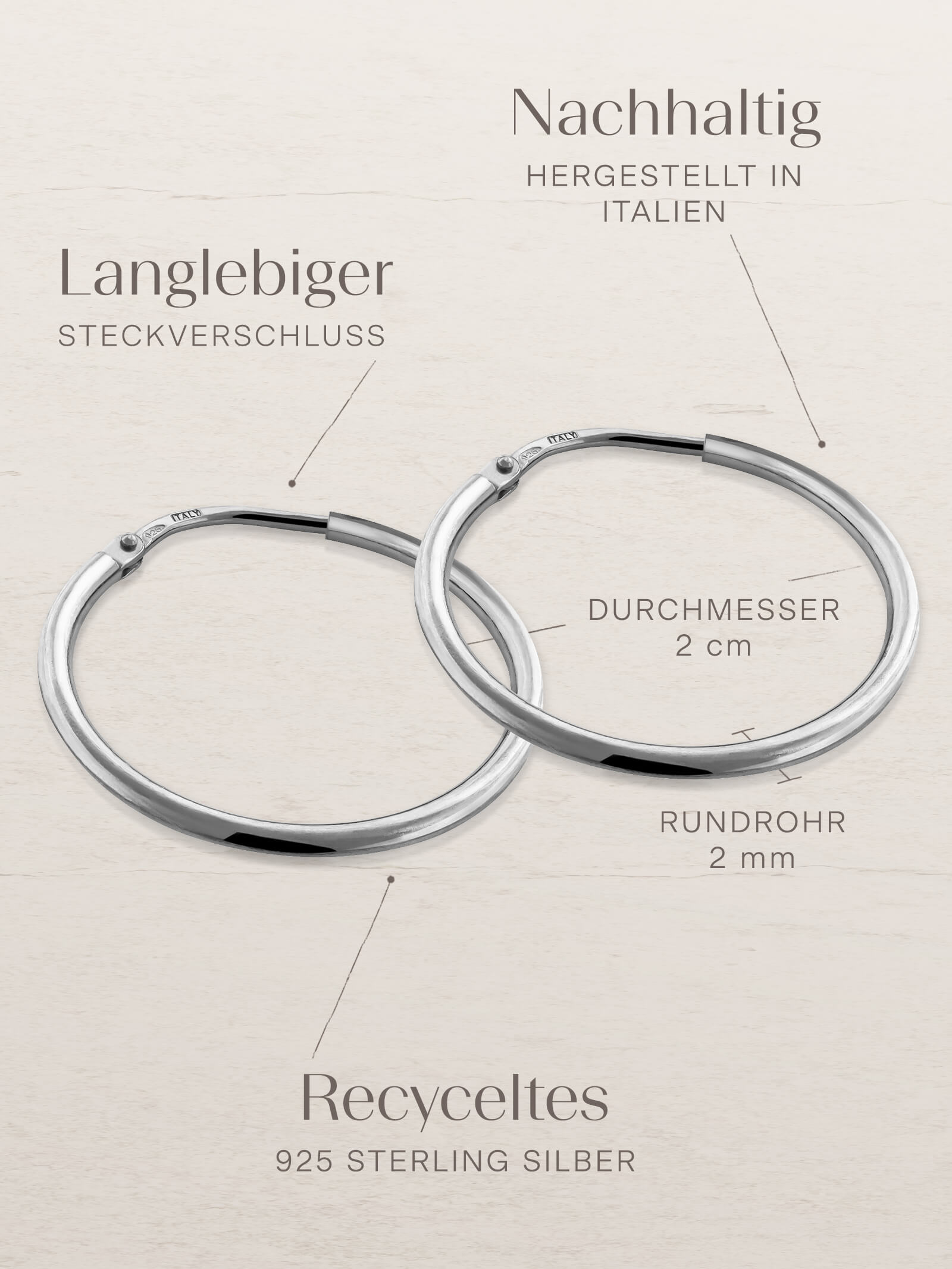 Kreis Creolen HOOP Dezent Silber Rhodiniert-3