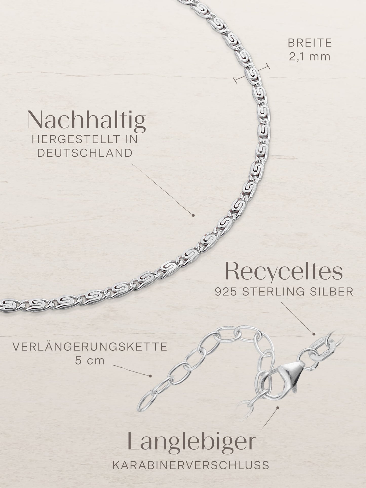 Fußkette S-Panzerkette TIMELESS Silber-4