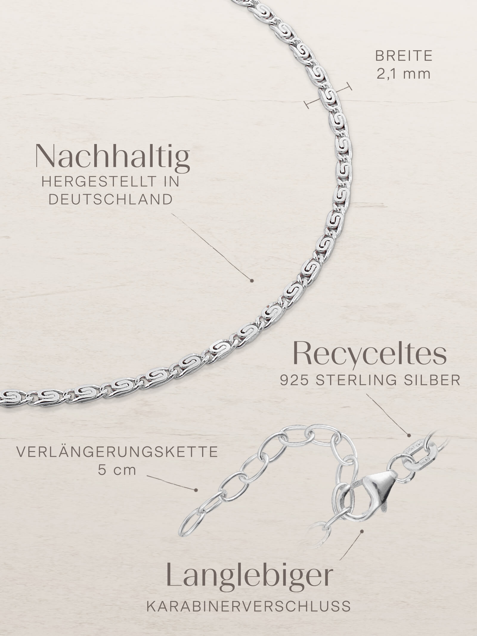 Fußkette S-Panzerkette TIMELESS Silber-4