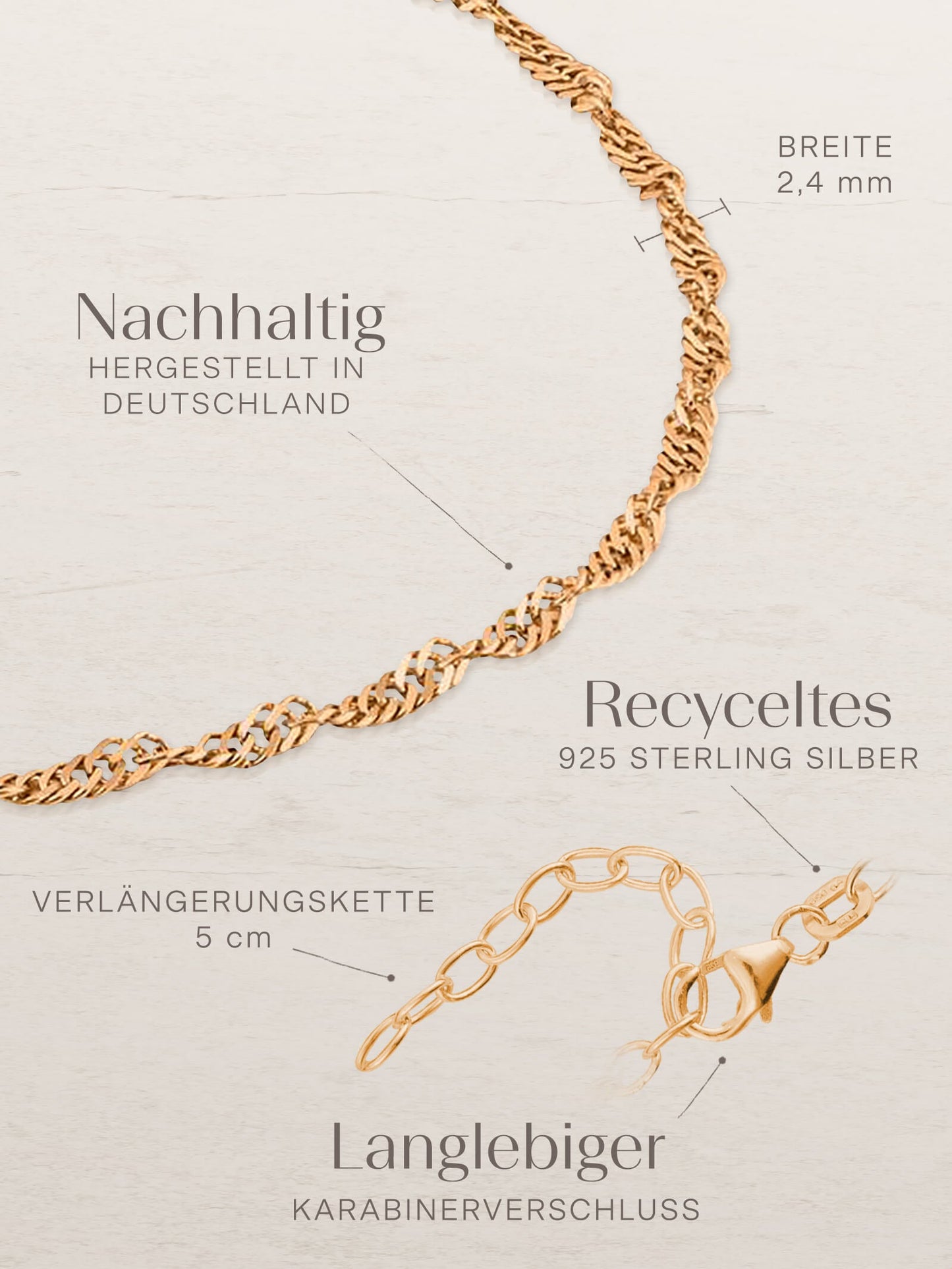 Fußkette Singapurkette SINGAPORE Roségold Vergoldet-4