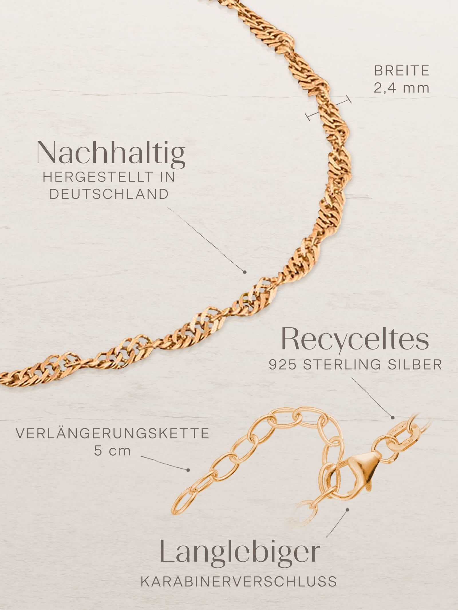 Fußkette Singapurkette SINGAPORE Roségold Vergoldet-4