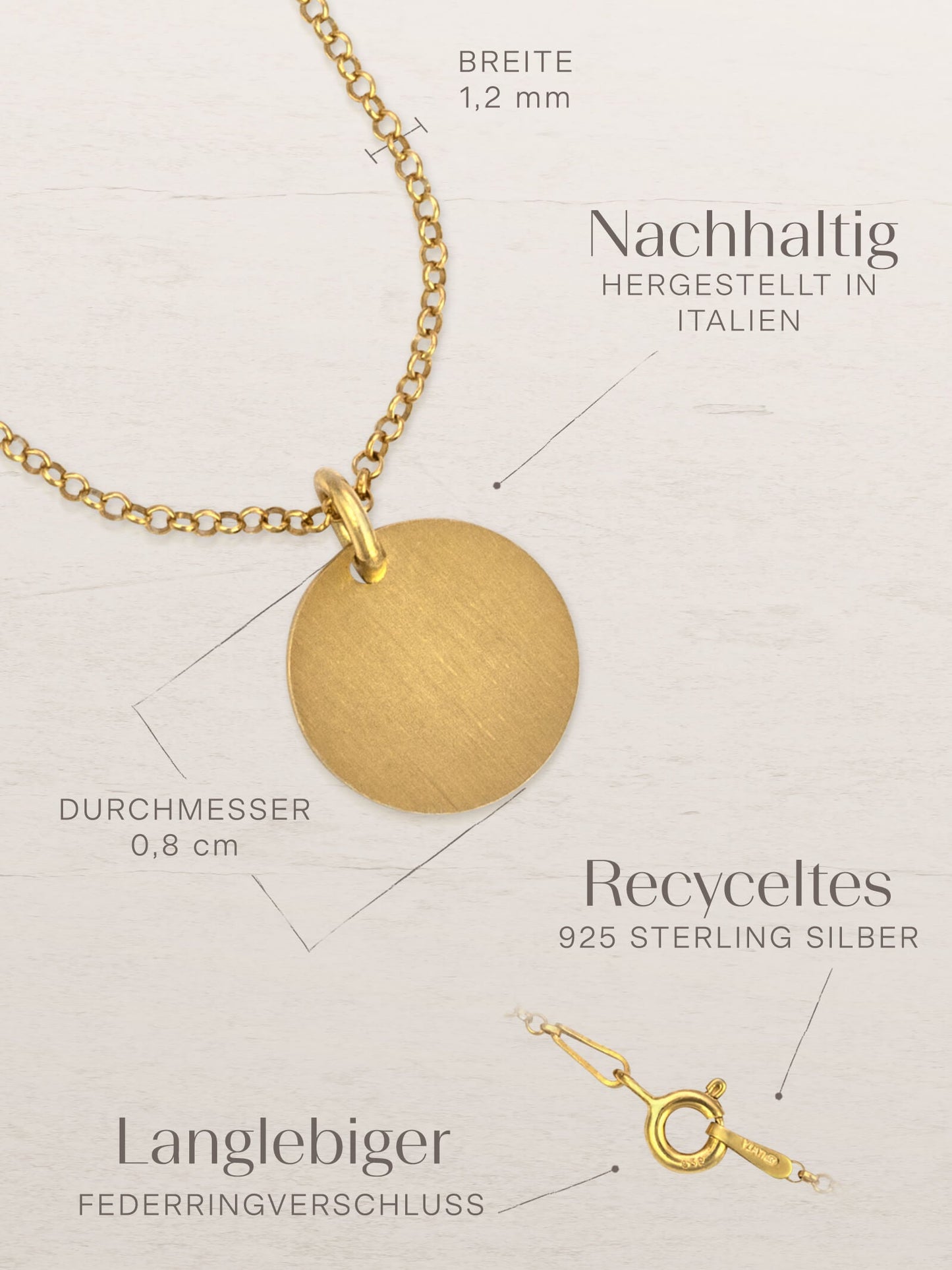 Kettenanhänger CIRCLE 1,2 cm Vergoldet-4