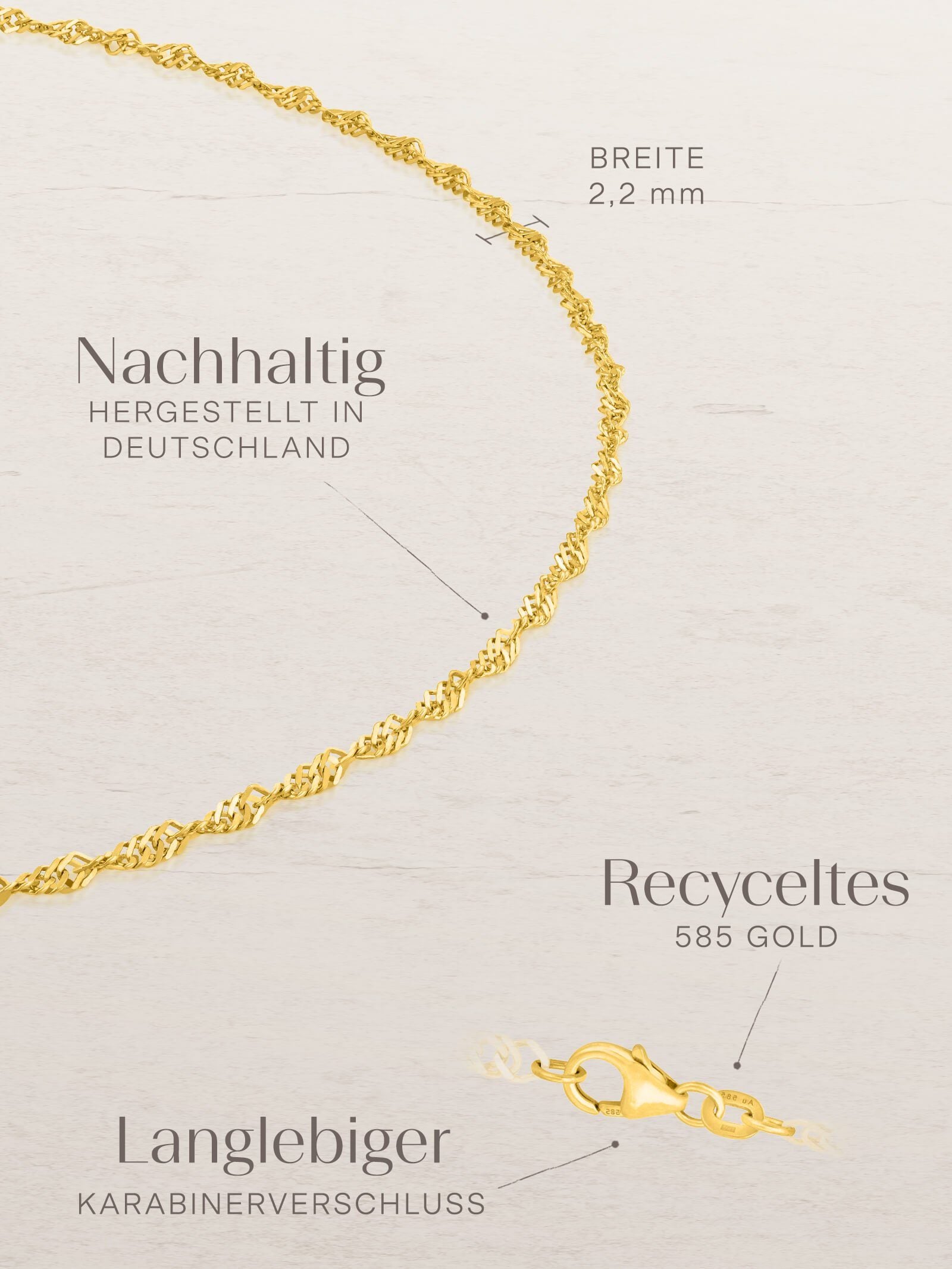 Armband Singapurkette SINGAPORE Elegant 14k Echtgold-1
